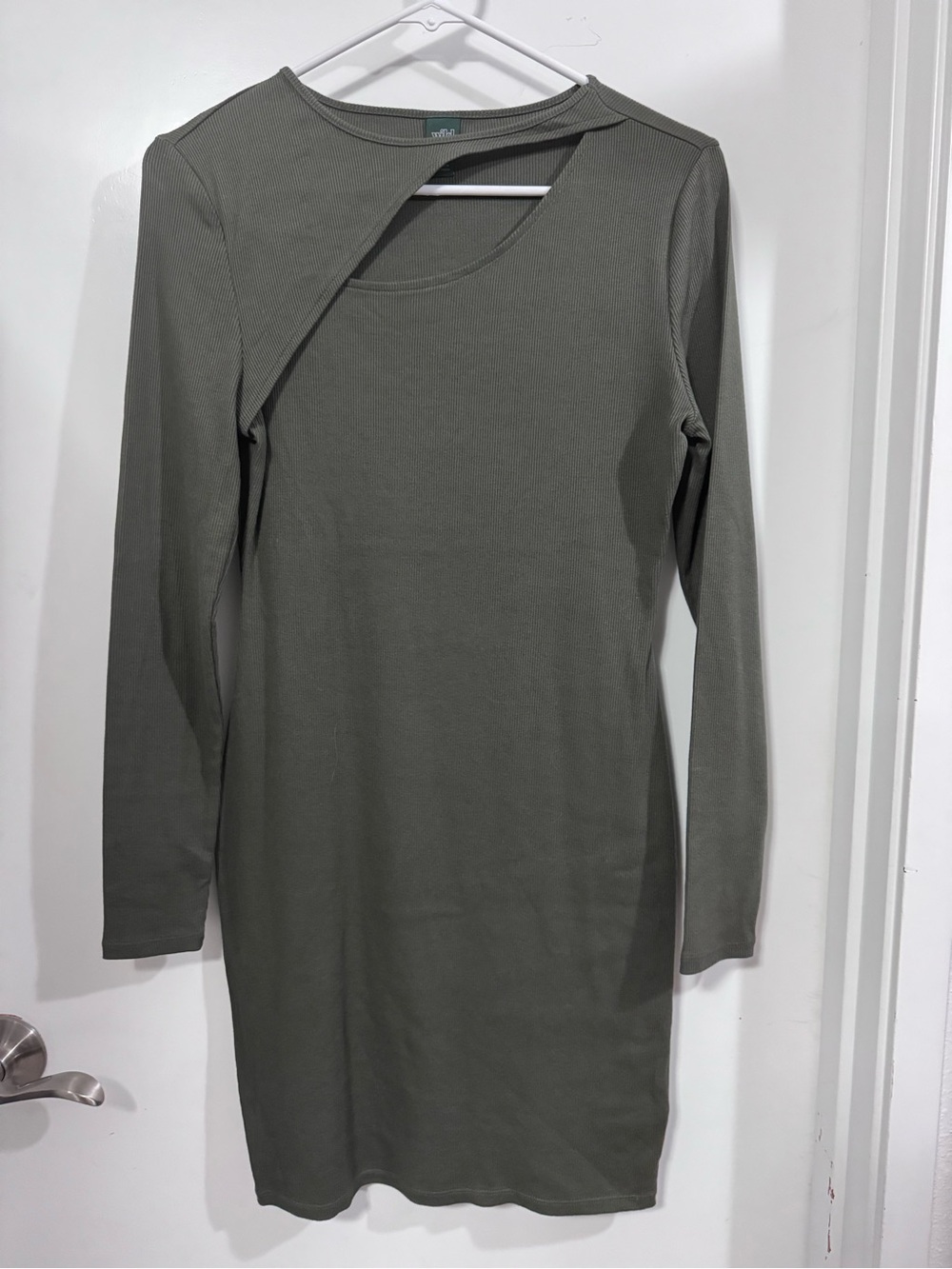 wild fable Olive Green Long Sleeve Ribbed Bodycon Dress